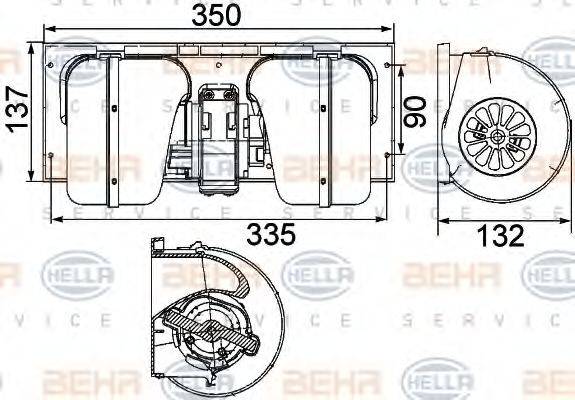 BEHR HELLA SERVICE 8EW351024491 Вентилятор салону