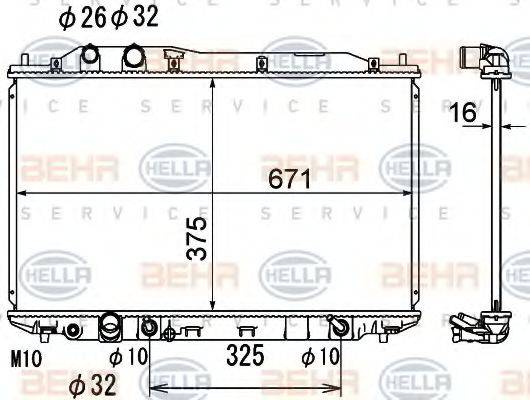 BEHR HELLA SERVICE 8MK376790481 Радіатор, охолодження двигуна