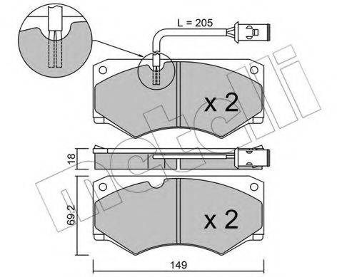 METELLI 2200142 Комплект гальмівних колодок, дискове гальмо