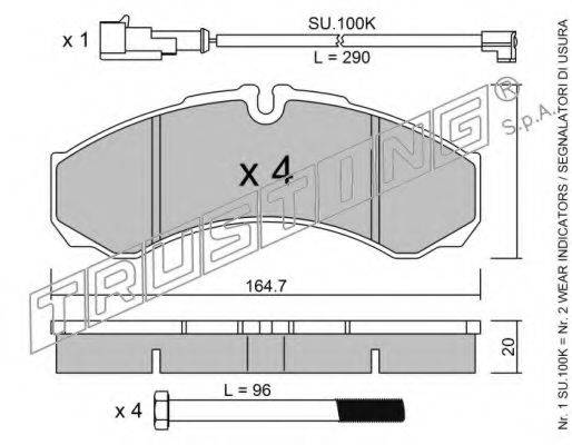 TRUSTING 2211W Комплект гальмівних колодок, дискове гальмо