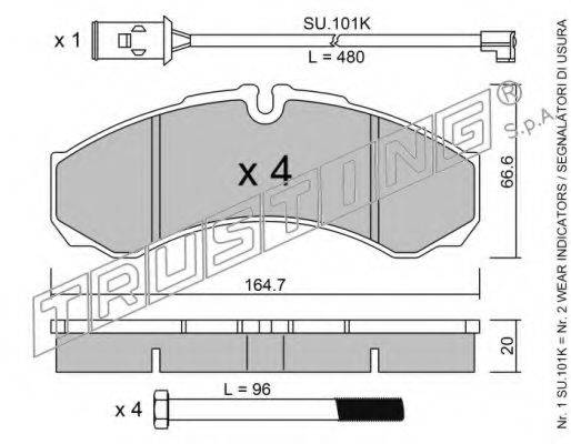 TRUSTING 2212W Комплект гальмівних колодок, дискове гальмо