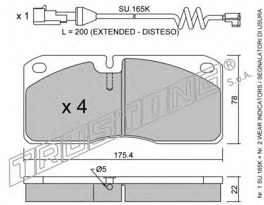 TRUSTING 2784W Комплект гальмівних колодок, дискове гальмо