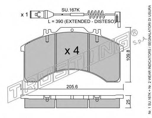 TRUSTING 5961W Комплект гальмівних колодок, дискове гальмо