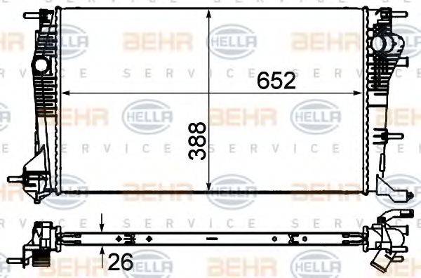 HELLA 8MK376700394 Радіатор, охолодження двигуна