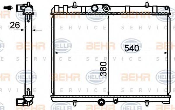 HELLA 8MK376700524 Радіатор, охолодження двигуна