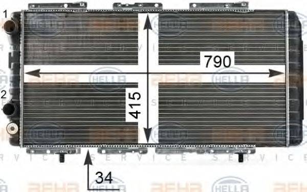 HELLA 8MK376700554 Радіатор, охолодження двигуна