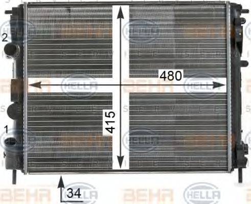 HELLA 8MK376700574 Радіатор, охолодження двигуна