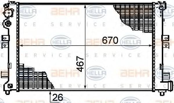 HELLA 8MK376708524 Радіатор, охолодження двигуна
