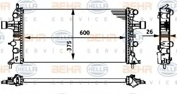 HELLA 8MK376710664 Радіатор, охолодження двигуна