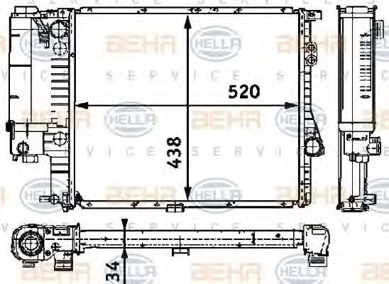 HELLA 8MK376711244 Радіатор, охолодження двигуна