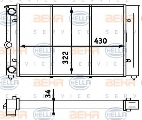 HELLA 8MK376713324 Радіатор, охолодження двигуна