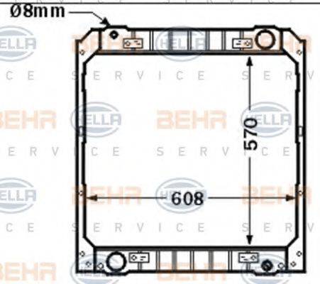 HELLA 8MK376717561 Радіатор, охолодження двигуна