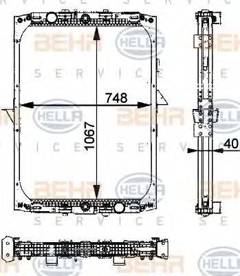 HELLA 8MK376722281 Радіатор, охолодження двигуна