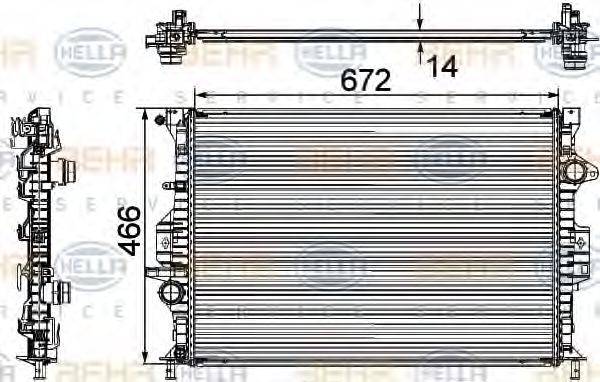 HELLA 8MK376745594 Радіатор, охолодження двигуна