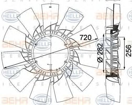 HELLA 8MV376757491 Крильчатка вентилятора, охолодження двигуна
