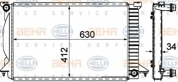 HELLA 8MK376781071 Радіатор, охолодження двигуна