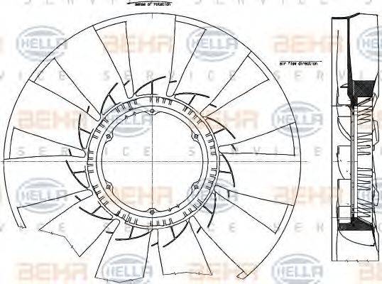 HELLA 8MV376791271 Крильчатка вентилятора, охолодження двигуна