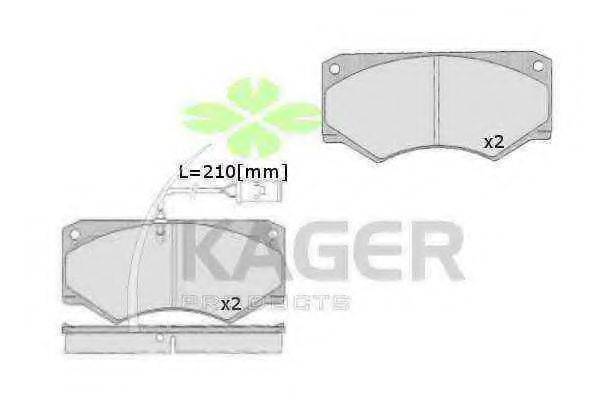 KAGER 350428 Комплект гальмівних колодок, дискове гальмо