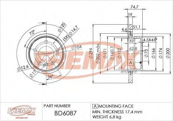 FREMAX BD6087 гальмівний диск