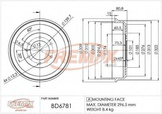 FREMAX BD6781 Гальмівний барабан