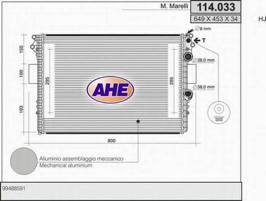 AHE 114033 Радіатор, охолодження двигуна