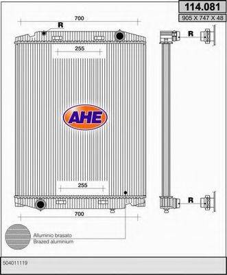 AHE 114081 Радіатор, охолодження двигуна
