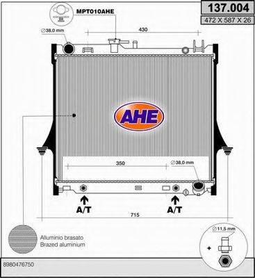 AHE 137004 Радіатор, охолодження двигуна
