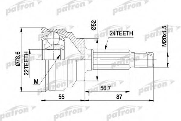 PATRON PCV1024 Шарнірний комплект, приводний вал