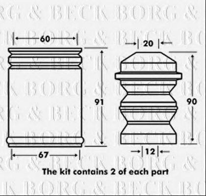 BORG & BECK BPK7025 Пилозахисний комплект, амортизатор