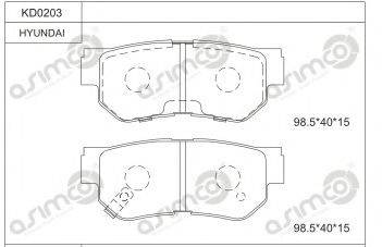 ASIMCO KD0203 Комплект гальмівних колодок, дискове гальмо