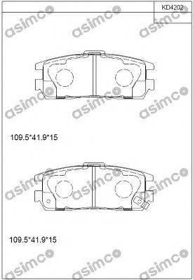 ASIMCO KD4202 Комплект гальмівних колодок, дискове гальмо