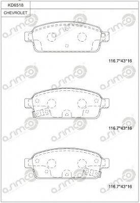 ASIMCO KD6518 Комплект гальмівних колодок, дискове гальмо