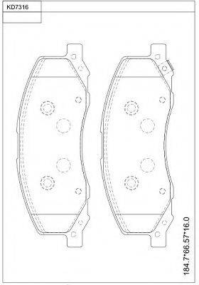 ASIMCO KD7316 Комплект гальмівних колодок, дискове гальмо