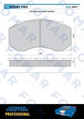 FOMAR FRICTION FO675381 Комплект гальмівних колодок, дискове гальмо