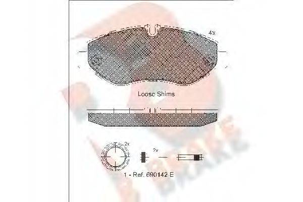 R BRAKE RB1832 Комплект гальмівних колодок, дискове гальмо