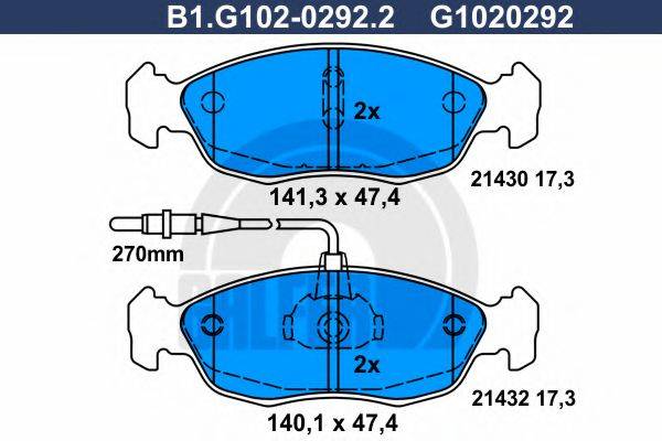 GALFER B1G10202922 Комплект гальмівних колодок, дискове гальмо