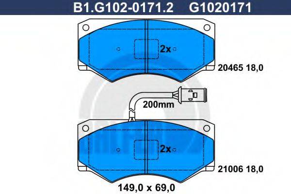 GALFER B1G10201712 Комплект гальмівних колодок, дискове гальмо