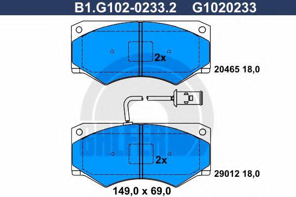 GALFER B1G10202332 Комплект гальмівних колодок, дискове гальмо