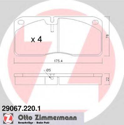 ZIMMERMANN 290672201 Комплект гальмівних колодок, дискове гальмо