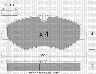 METELLI 2206712 Комплект гальмівних колодок, дискове гальмо