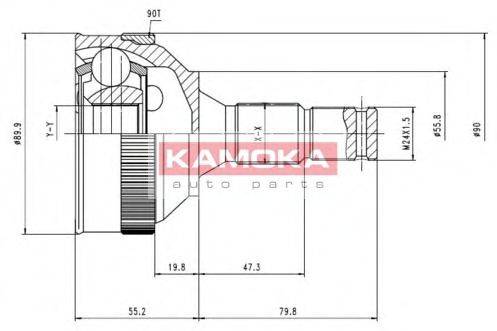KAMOKA 6616 Шарнірний комплект, приводний вал