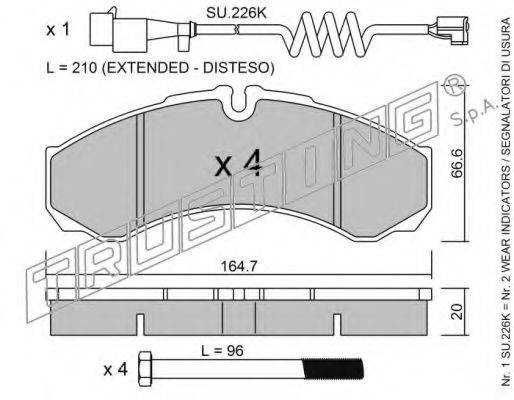 TRUSTING 2210W Комплект гальмівних колодок, дискове гальмо