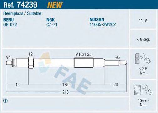 FAE 74239 Свічка розжарювання
