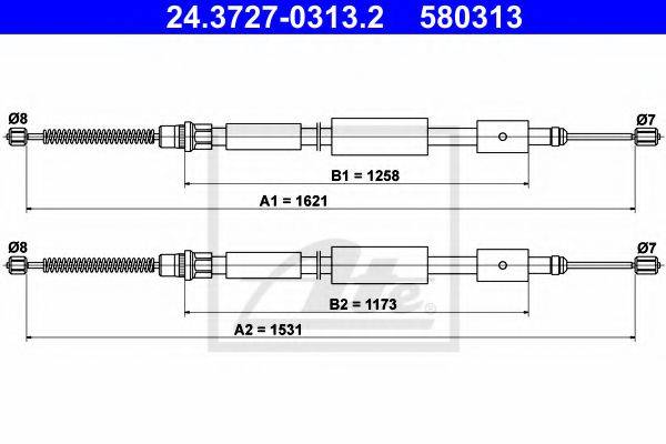 ATE 24372703132 Трос, стоянкова гальмівна система