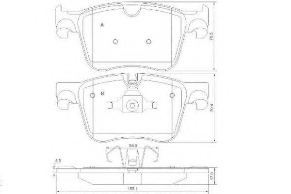 E.T.F. 121567 Комплект гальмівних колодок, дискове гальмо