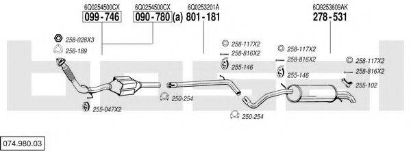 BOSAL 07498003 Система випуску ОГ