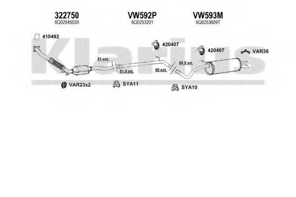 KLARIUS 931607U Система випуску ОГ
