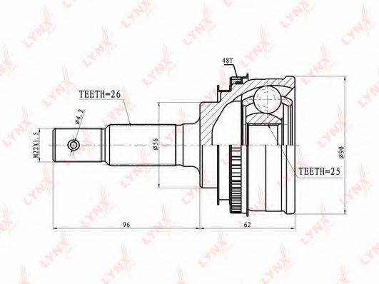 TOYOTA 43410-20742 Шарнірний комплект, приводний вал